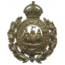 Birmingham City Police White Metal Wreath Helmet Plate - King's Crown