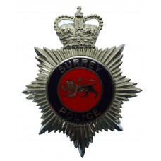 Surrey Police Enamelled Helmet Plate - Queen's Crown