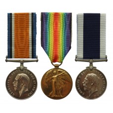 WW1 British War Medal, Victory Medal and Royal Navy Long Service& Good Conduct Medal Group of Three - Leading Seaman F.J. Sutton, Royal Navy