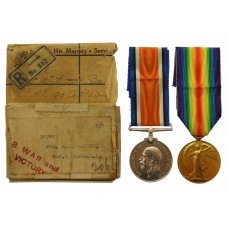 WW1 British War & Victory Medal Pair with Box of Issue - Pte.