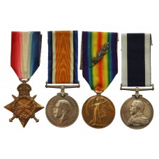 WW1 Mentioned in Despatches 1914-15 Star Trio and Royal Navy Long Service & Good Conduct Medal Group of Four - Yeoman of Signals A.T. Farmer, Royal Navy