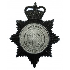 Durham Constabulary Black and Chrome Helmet Plate - Queen's Crown