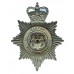 Durham Constabulary Black and Chrome Helmet Plate - Queen's Crown