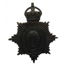 Cumberland & Westmoreland Constabulary Black Helmet Plate - King's Crown