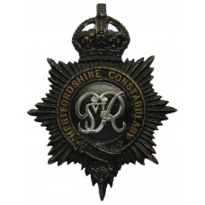 George VI Hertfordshire Constabulary Black Helmet Plate