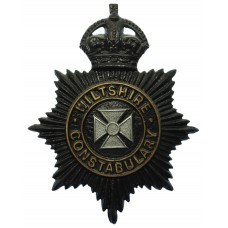 Wiltshire Constabulary Black Helmet Plate - King's Crown