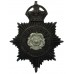 Derbyshire Constabulary Black Helmet Plate with Rose Centre - King's Crown