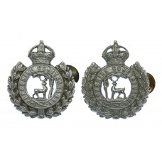 Pair of Berkshire Constabulary Chrome Collar Badges - King's Crow