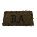 Royal Artillery (R.A.) WW2 Cloth Slip On Shoulder Title