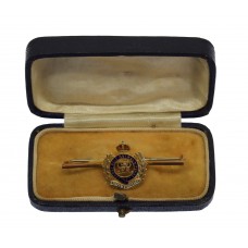 George V Royal Engineers 9 ct Gold & Enamel Sweetheart Brooch in Box