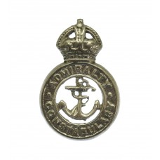 Admiralty Constabulary White Metal Collar Badge - King's Crown