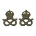 Pair of Staffordshire Constabulary White Metal Collar Badges - King's Crown