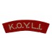 King's Own Yorkshire Light Infantry (K.O.Y.L.I.) Cloth Shoulder Title