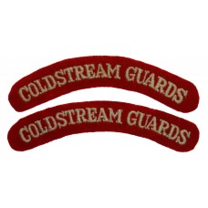 Pair of Coldstream Guards (COLDSTREAM GUARDS) Cloth Shoulder Titles