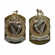 Pair of Queen's Royal Irish Hussars Anodised (Staybrite) Collar Badges