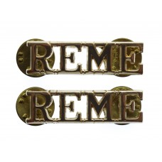 Pair of Royal Electrical & Mechanical Engineers (R.E.M.E.) Anodised (Staybrite) Shoulder Titles