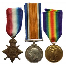 WW1 1914-15 Star Medal Trio - Pte. R. Stapleton (Alias, Reginald Doel), Essex Regiment - Wounded