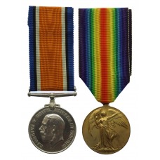 WW1 British War & Victory Medal Pair - Pte. G. Simmons, Rifle Brigade - Wounded