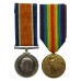 WW1 British War & Victory Medal Pair - Pte. G. Simmons, Rifle Brigade - Wounded