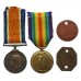 WW1 British War & Victory Medal Pair & Dog Tags - Spr. D. Mitchell, Railway Operating Div. Royal Engineers - Died 12/3/1918