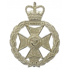 Royal Green Jackets Officer's Silvered Cap Badge - Queen's Crown