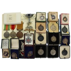 WW2 Defence Medal and Fire Brigade Long Service Medal Group - Sub Officer James Berriman, London Fire Brigade (Previously 1st Bn. Lincolnshire Regiment)