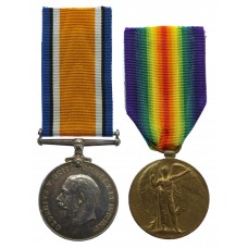 WW1 British War & Victory Medal Pair - Pte. E. Bridge, South Wales Borderers - Wounded