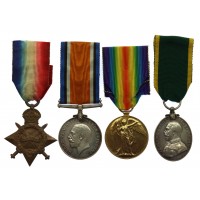 WW1 1914-15 Star Medal Trio and Territorial Force Efficiency Medal Group of Three - Gnr. F. Morris, Royal Artillery