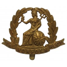 Norfolk Regiment WW1 All Brass Economy Cap Badge