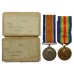 WW1 British War & Victory Medal Pair with Boxes of Issue - Pte. H. Rhodes, Durham Light Infantry