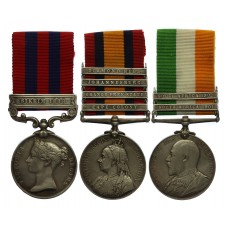 1854 India General Service Medal (Clasp - Sikkim 1888), Queen's South Africa Medal (4 Clasps) and King's South Africa Medal (2 Clasps) Group of Three - Pte. T. Gregory, Notts & Derby Regiment (Sherwood Foresters)