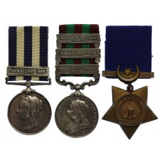 Egypt Medal (Clasp - Gemaizah 1888), 1895 India General Service Medal (3 Clasps) and Khedives Star Medal Group of Three - Pte. J. Boyce, 2nd Bn. King's Own Scottish Borderers