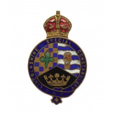 Lincolnshire Special Constabulary Enamelled Lapel Badge - King's Crown