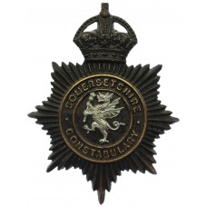 Somersetshire Constabulary Black Helmet Plate - King's Crown