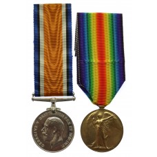 WW1 British War & Victory Medal Pair - Pte. E. Ruddock, Royal Sussex Regiment - Wounded