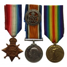 WW1 1914-15 Star Medal Trio - Pte. H. Gates, Hampshire Regiment -