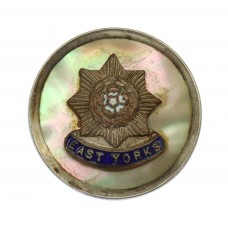 East Yorkshire Regiment Mother of Pearl & Silver Rim Sweetheart Brooch