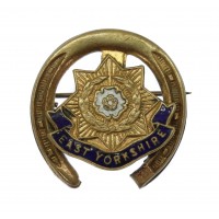 East Yorkshire Regiment Brass & Enamel Horseshoe Sweetheart Brooch