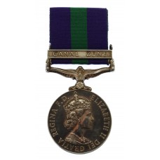 General Service Medal (Clasp - Canal Zone) - AC2 E.B. James, Royal Air Force