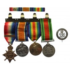 WW1 1914 Mons Star and Bar Medal Trio, WW2 Defence Medal and Silver War Badge - Pte. A.D. Anderson, 2nd Dragoon Guards