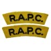 Pair of Royal Army Pay Corps (R.A.P.C.) Cloth Shoulder Titles