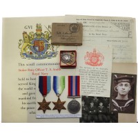 WW2 Casualty Medal Group of Three with Original Documents – Stoker Petty Officer T.A. Smith, Royal Navy, HMS Sphinx – K.I.A. 4/2/40