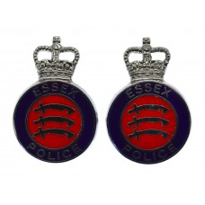 Pair of Essex Police Enamelled Collar Badges - Queen's Crown