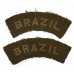 Pair of WW2 Brazil Nationality  (BRAZIL) Cloth Shoulder Titles (Khaki)