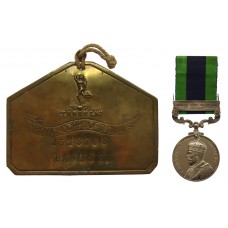 1908 India General Service Medal (Clasp - North West Frontier 1930-31) with Duty Bed Plate - Sgln. E.R. Banks, Royal Corps of Signals