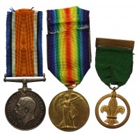 WW1 Britsh War & Victory Medal Pair with Boy Scouts Association Medal of Merit - Gnr. A.M. Sefton, Royal Artillery