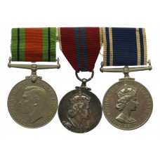 WW2 Defence Medal, 1953 Coronation Medal and Police Long Service & Good Conduct Medal Group of Three - Const. S. Worswick, Lancashire Constabulary