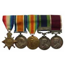 WW1 1914-15 Star Trio, 1908 India General Service Medal (Clasp - North West Frontier 1935) and LS&GC Medal Group of Five - Bmbr. A.E. Burgess, Royal Artillery