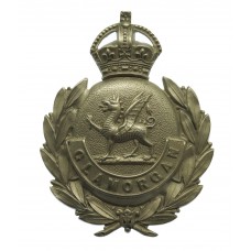 Glamorgan Constabulary White Metal Wreath Cap Badge - King's Crown