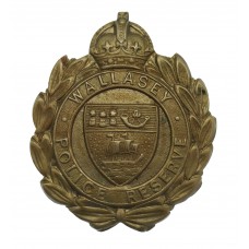 Wallasey Police Reserve White Metal Cap Badge - King's Crown